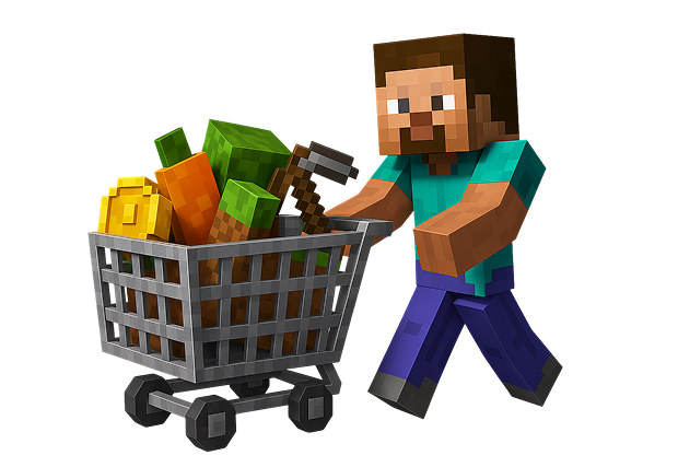 character with items in cart